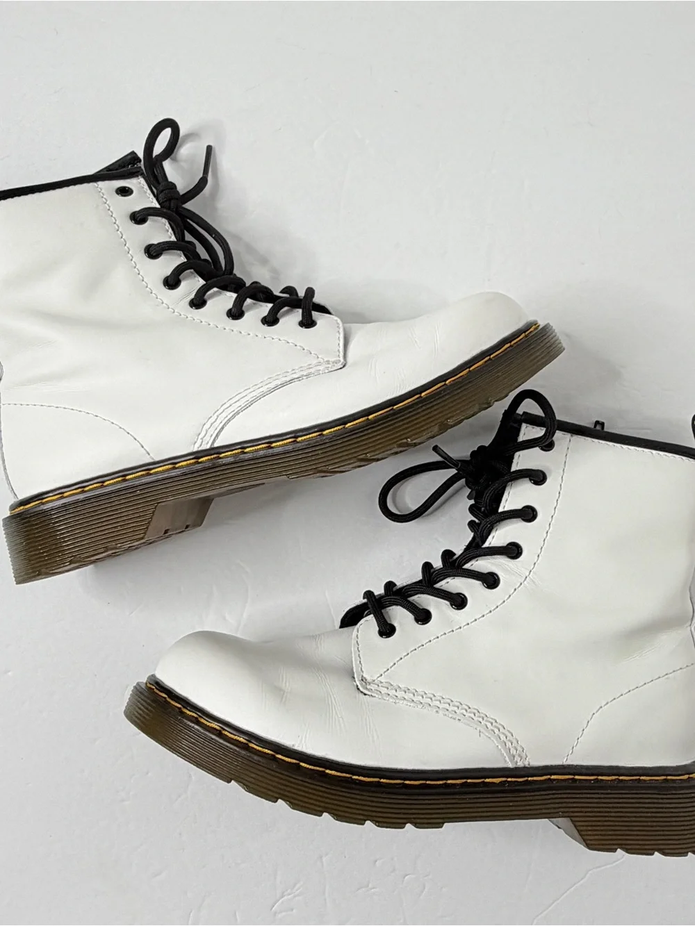 Dr Doc Martens Romario White Combat Boots Youth AirWair B5 G6  Side Zip